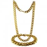 Gold PVD Coated Stainless Steel Cuban Link Chain & Bracelet Set 